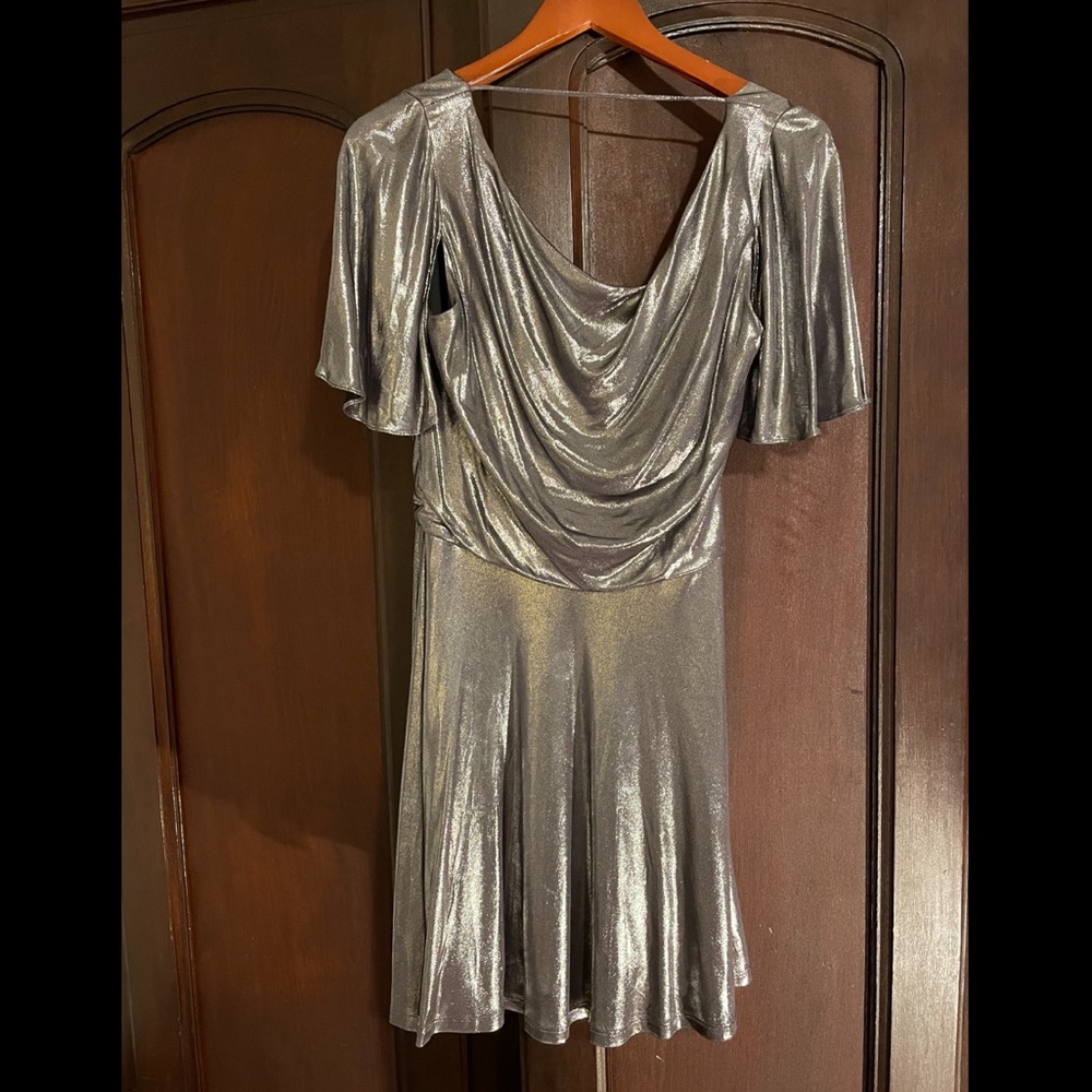 PLAYFUL SILVER LAMÉ MINI COCKTAIL DRESS